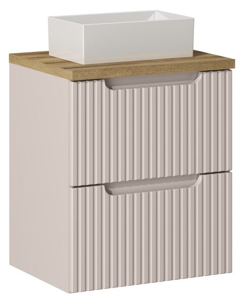 Comad Závěsná skříňka Nova Cashmere Gaja II s deskou a umyvadlem 50 cm kašmírová/dub evoke