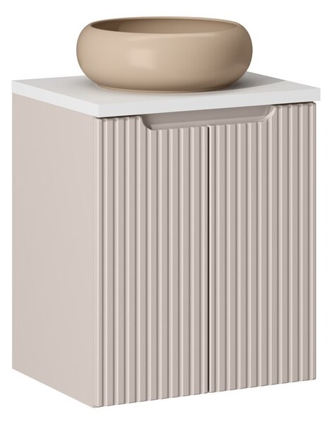 Comad Závěsná skříňka Nova Cashmere Wiki I s deskou a umyvadlem 50 cm kašmírová/bílá
