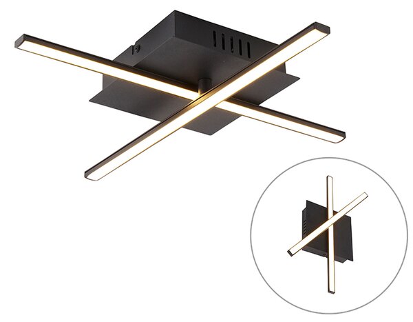 Moderní stropní svítidlo černé včetně LED třístupňového stmívatelného - Cruz
