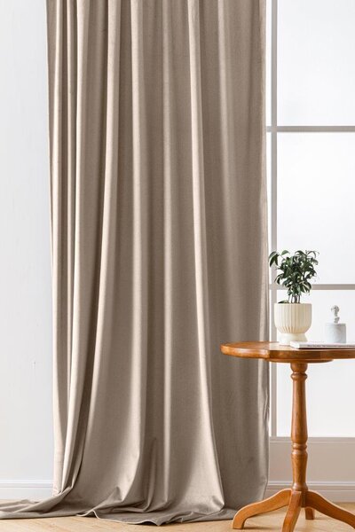 Béžový zatemňovací závěs VELVET 140x270 cm Zavěšení: Řasící páska