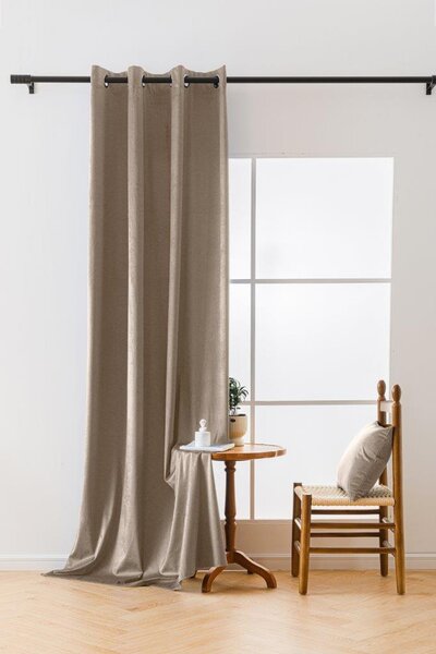 Béžový zatemňovací závěs VELVET 140x270 cm Zavěšení: Řasící páska
