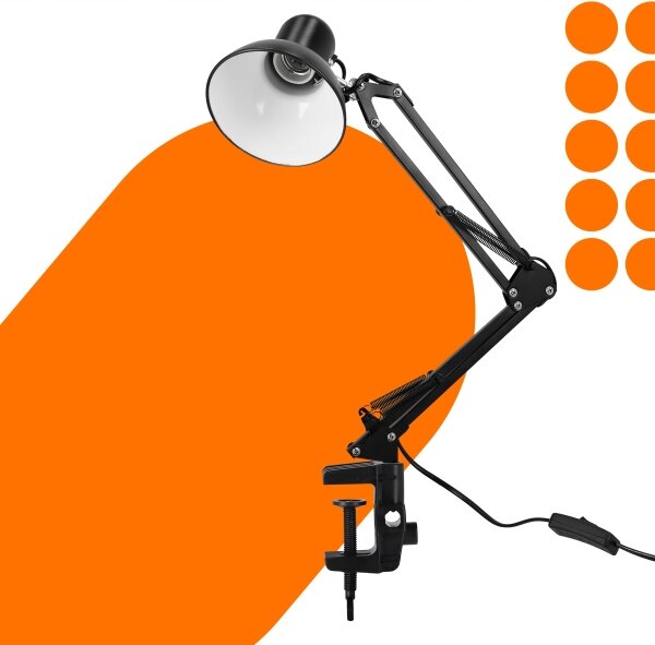 Stolní lampa s klipem 1xE27/60W/230V černá