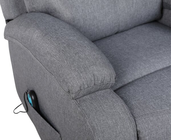 TV křeslo MORGAN s elektrickým polohováním — látka, šedá, nosnost 130 kg