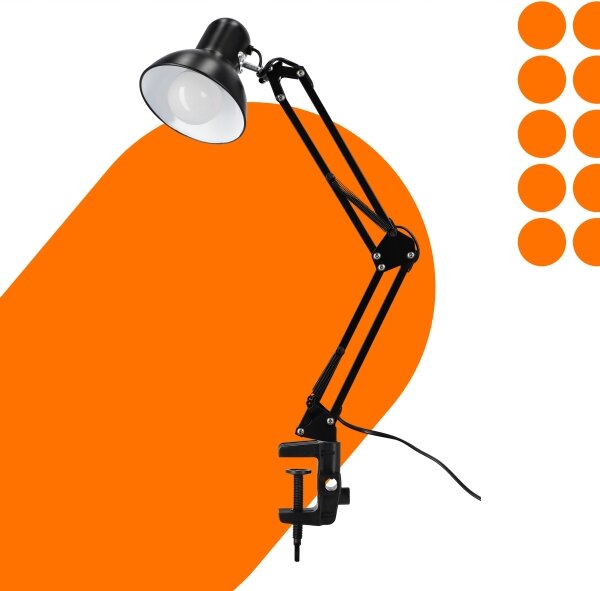 Stolní lampa s klipem 1xE27/60W/230V černá