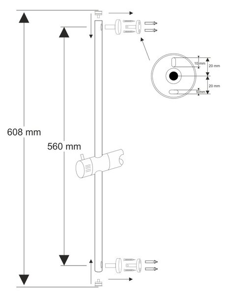 Mereo Mereo, Posuvný držák sprchy 600 mm, CB910A