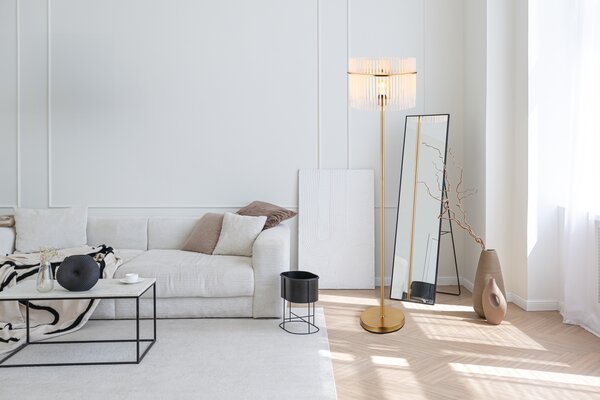 Globo Lighting Gorley stojací lampa 1x60 W bílá-průhledná-zlatá 15698SM