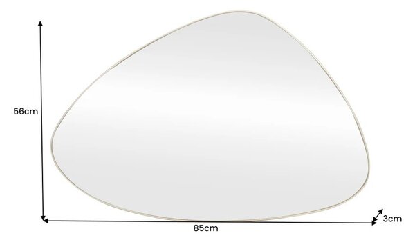 Stylové art deco závěsné zrcadlo Junisa se zlatým tenkým rámem v atypickém trojúhelníkovém tvaru s oblými rohy 85 cm