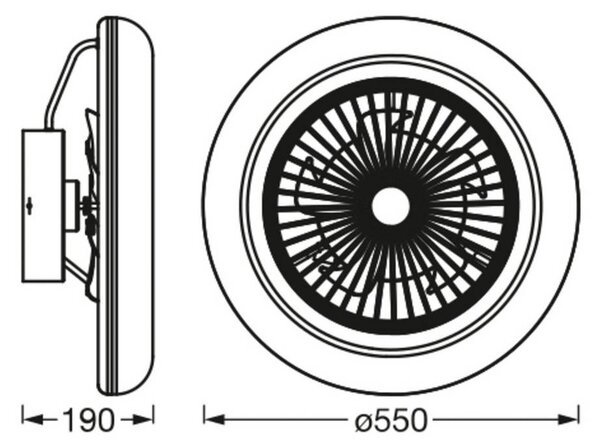 OSRAM SMART+ WiFi LED stropní ventilátor ROUND bílý tichý 55 cm, stmívatelný, Bílá / opál, Obývací pokoj / jídelna, Plast, Moderní