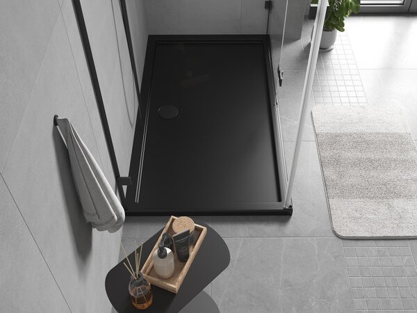 Mexen, Mexen Flow obdélníková sprchová vanička slim 140 x 70 cm, černá matná, 46R707014