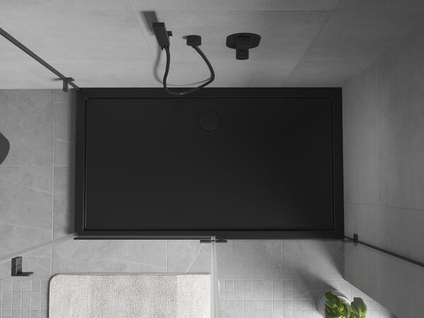 Mexen, Mexen Flow obdélníková sprchová vanička slim 140 x 70 cm, černá matná, 46R707014