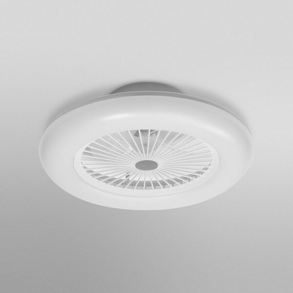 OSRAM SMART+ WiFi LED stropní ventilátor ROUND bílý tichý 55 cm, stmívatelný, Bílá / opál, Obývací pokoj / jídelna, Plast, Moderní