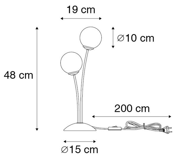 Moderní stolní lampa zlatá 2-světlo s kouřovým sklem - Atény