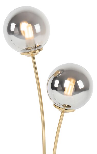 Moderní stolní lampa zlatá 2-světlo s kouřovým sklem - Atény