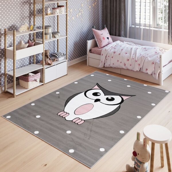 Dětský koberec PINKY DF01A Owl šedý