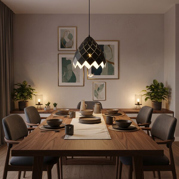 Toolight Toolight, závěsná kovová stropní lampa 1xE27 APP338-1CP, černá, OSW-05019