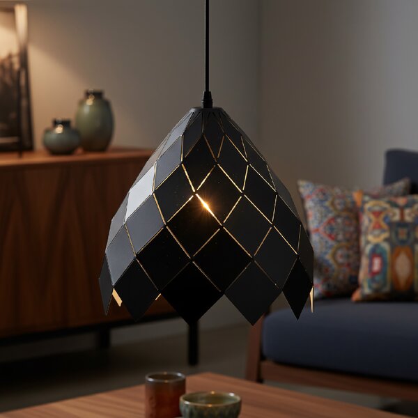 Toolight Toolight, závěsná kovová stropní lampa 1xE27 APP338-1CP, černá, OSW-05019