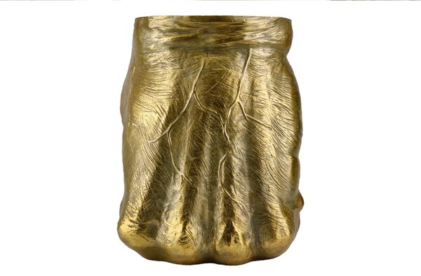 Stylový glamour kulatý příruční stolek Pop Atelier ve tvaru zlaté sevřené dlaně 45 cm