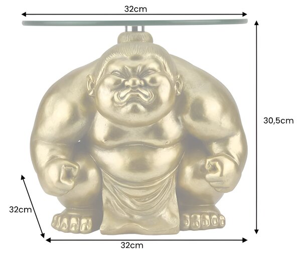 Glamour kulatý příruční stolek Pop Atelier se zlatou sumo podstavou a s deskou z temperovaného bezpečnostního skla 32 cm
