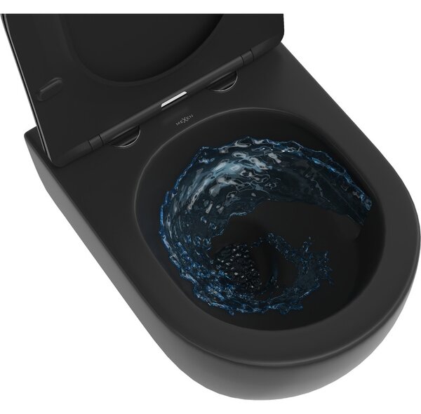 Mexen Carmen, závěsná WC mísa 490x365x340 mm, Rimless Tornádo, černá matná, 3388XX85T