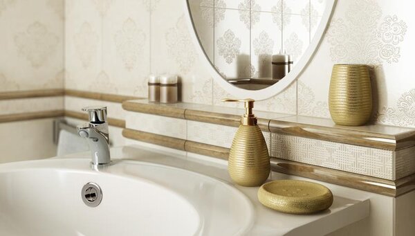 BISK Erga Gold, toaletní WC kartáč na postavení, zlatý strukturovaný, ERG-06305