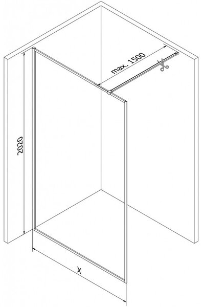 Mexen, Mexen Kioto-XF sprchová stěna s rámem 50 x 202 cm, grafit 10 mm, zlatá - 800-050-104-50-40-X
