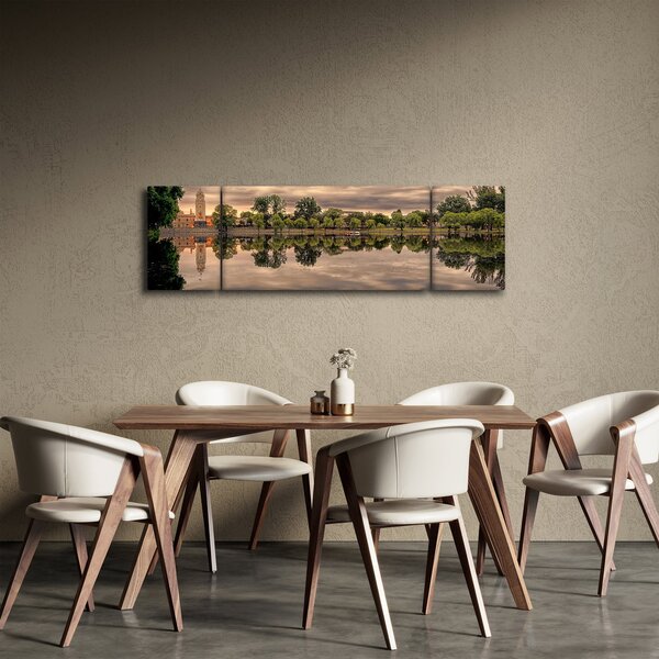 Obraz jezera a stromů (170x50 cm)