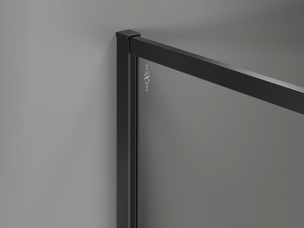 Mexen, Mexen Kioto-XF sprchová stěna s rámem 50 x 202 cm, grafit 10 mm, černá - 800-050-104-70-40-X