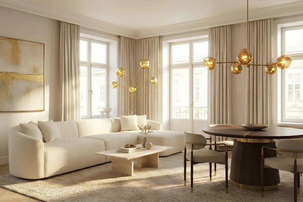 Moderní glamour stojací lampa Kalan se skleněnými designovými stínítky ve zlaté barvě s černou podstavou 202 cm