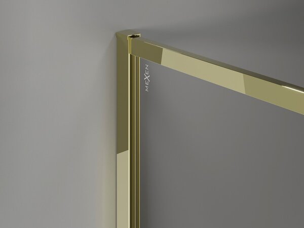 Mexen, Mexen Kioto-XF sprchová stěna s rámem 50 x 202 cm, grafit 10 mm, zlatá - 800-050-104-50-40-X
