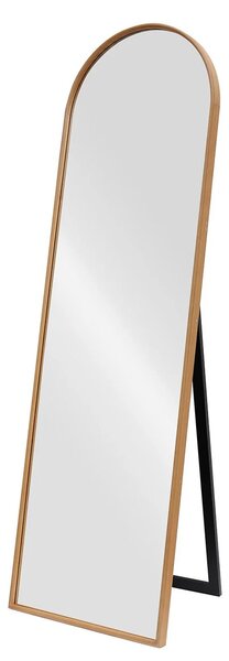 Designové skandinávské šatní zrcadlo Auri na stojanu s dubovým hnědým rámem a obloukem ve vrchní části 165 cm