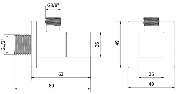 Mexen S, rohový ventil pro baterii 1/2"x3/8", chromová, 79971-00