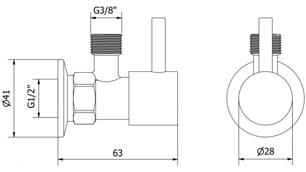 Mexen R1, rohový ventil pro baterii 1/2"x3/8", černá matná, 79970-70