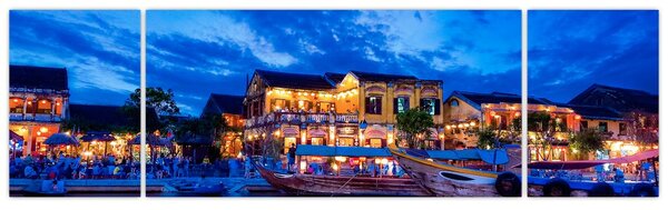 Obraz nočního města Hoi An, Vietnam (170x50 cm)