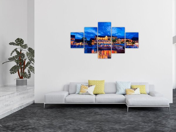 Obraz nočního města Hoi An, Vietnam (125x70 cm)
