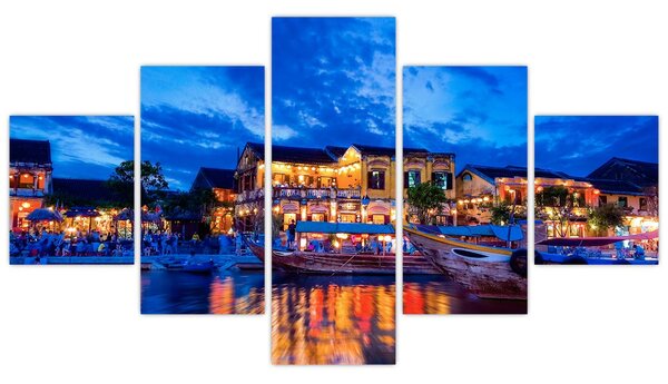 Obraz nočního města Hoi An, Vietnam (125x70 cm)