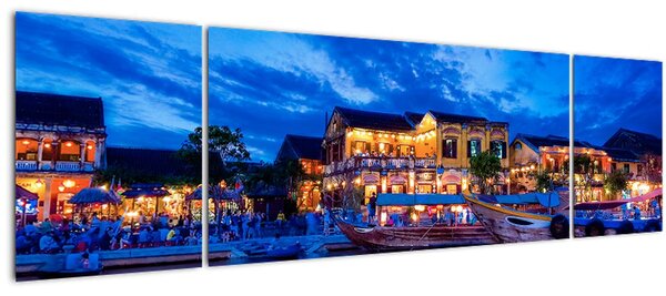Obraz nočního města Hoi An, Vietnam (170x50 cm)