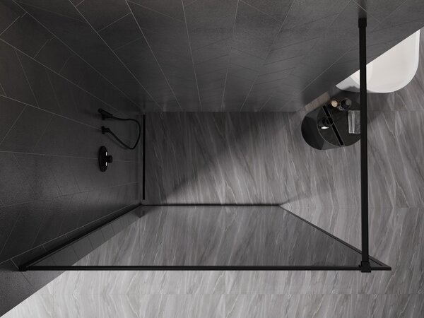 Mexen, Mexen Kioto-XF sprchová stěna s rámem 50 x 202 cm, grafit 10 mm, černá - 800-050-104-70-40-X