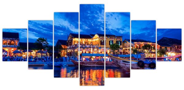 Obraz nočního města Hoi An, Vietnam (210x100 cm)
