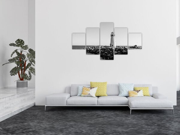 Obraz - Maják na pobřeží, Santa Cruz, Kalifornie (125x70 cm)