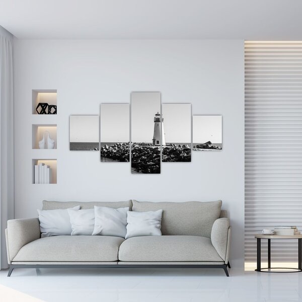 Obraz - Maják na pobřeží, Santa Cruz, Kalifornie (125x70 cm)