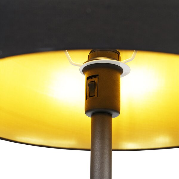 Klasická stojací lampa černá se zlatem a lampičkou na čtení - Retro