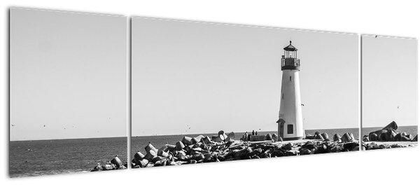 Obraz - Maják na pobřeží, Santa Cruz, Kalifornie (170x50 cm)