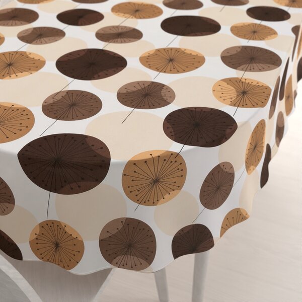 Biante Bavlněný oválný ubrus Sandra SA-488 Hnědo-béžové designové pampelišky 50x100 cm