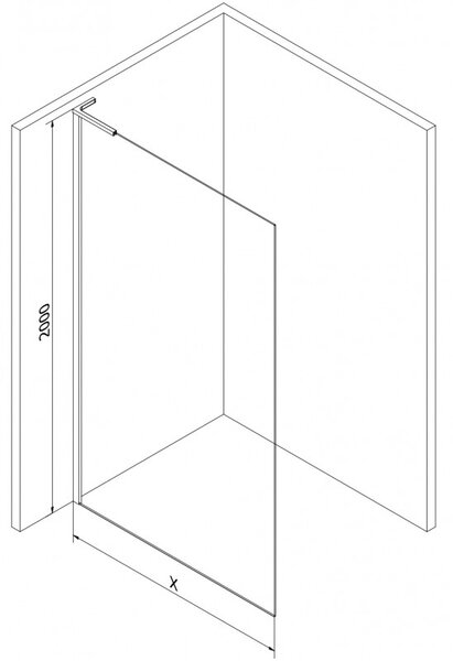Mexen, Mexen Kioto-X L sprchová stěna 80 x 200 cm, průhledná 10 mm, černá - 800-080-107-70-00-X