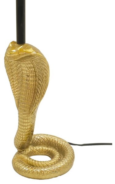 Designová glamour stolní lampa Tierra Glam se zlatou kovovou podstavou ve tvaru kobry s černým stínítkem 65 cm