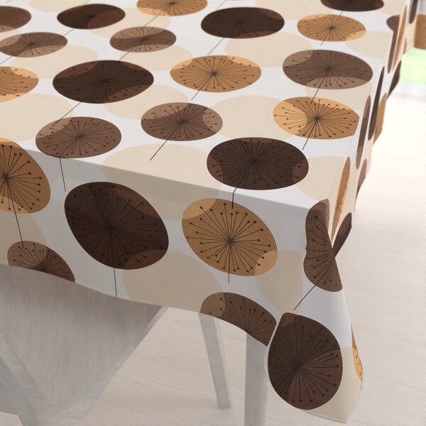 Biante Bavlněný obdélníkový ubrus Sandra SA-488 Hnědo-béžové designové pampelišky 50x100 cm