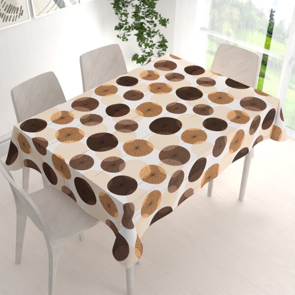Biante Bavlněný obdélníkový ubrus Sandra SA-488 Hnědo-béžové designové pampelišky 50x100 cm