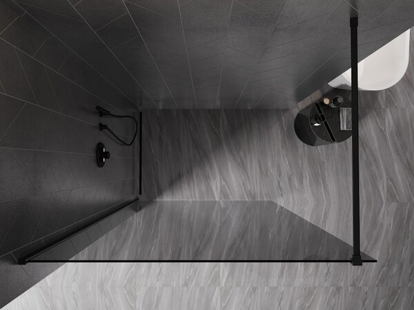 Mexen, Mexen Kioto-X sprchová stěna 60 x 200 cm, grafit 10 mm, černá - 800-060-101-70-40-X