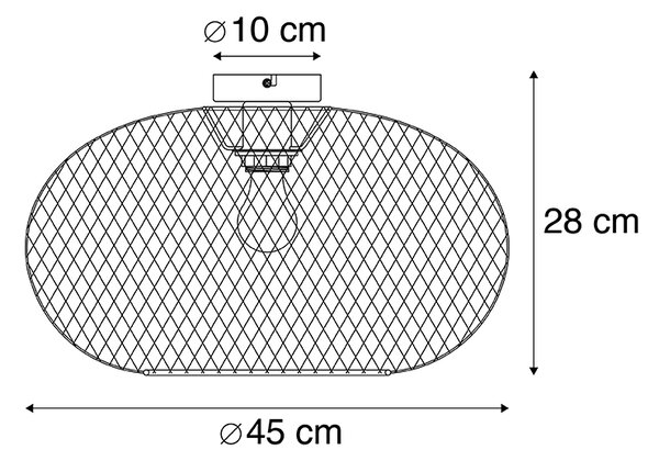 Moderní stropní svítidlo černé 45 cm - Mesh Ball