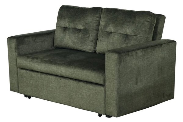 Designová skandinávská rozkládací dvoumístná sedačka Lotta se sametovým potahem v tmavě zelené barvě 142 cm